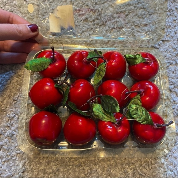 Vintage Red Apple Christmas Ornament Lot Bundle Red 12 - Picture 2 of 4